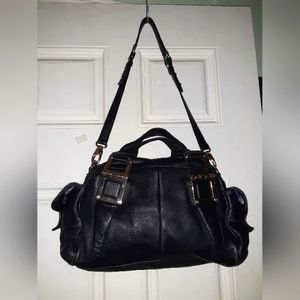 Kelsie Dragger Black Leather  Shoulder bag